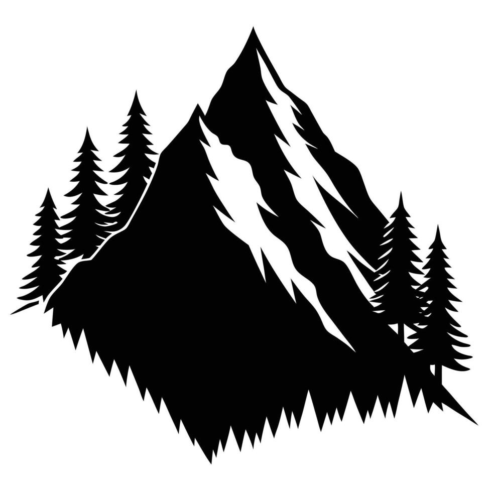 Steep Mountain Slope Silhouetted with Dense Forest vector