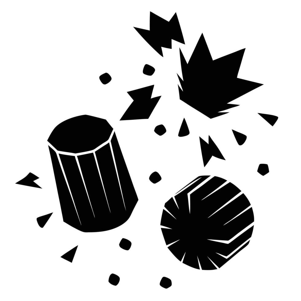 Cricket Stumps Silhouetted Shattered by Ball vector