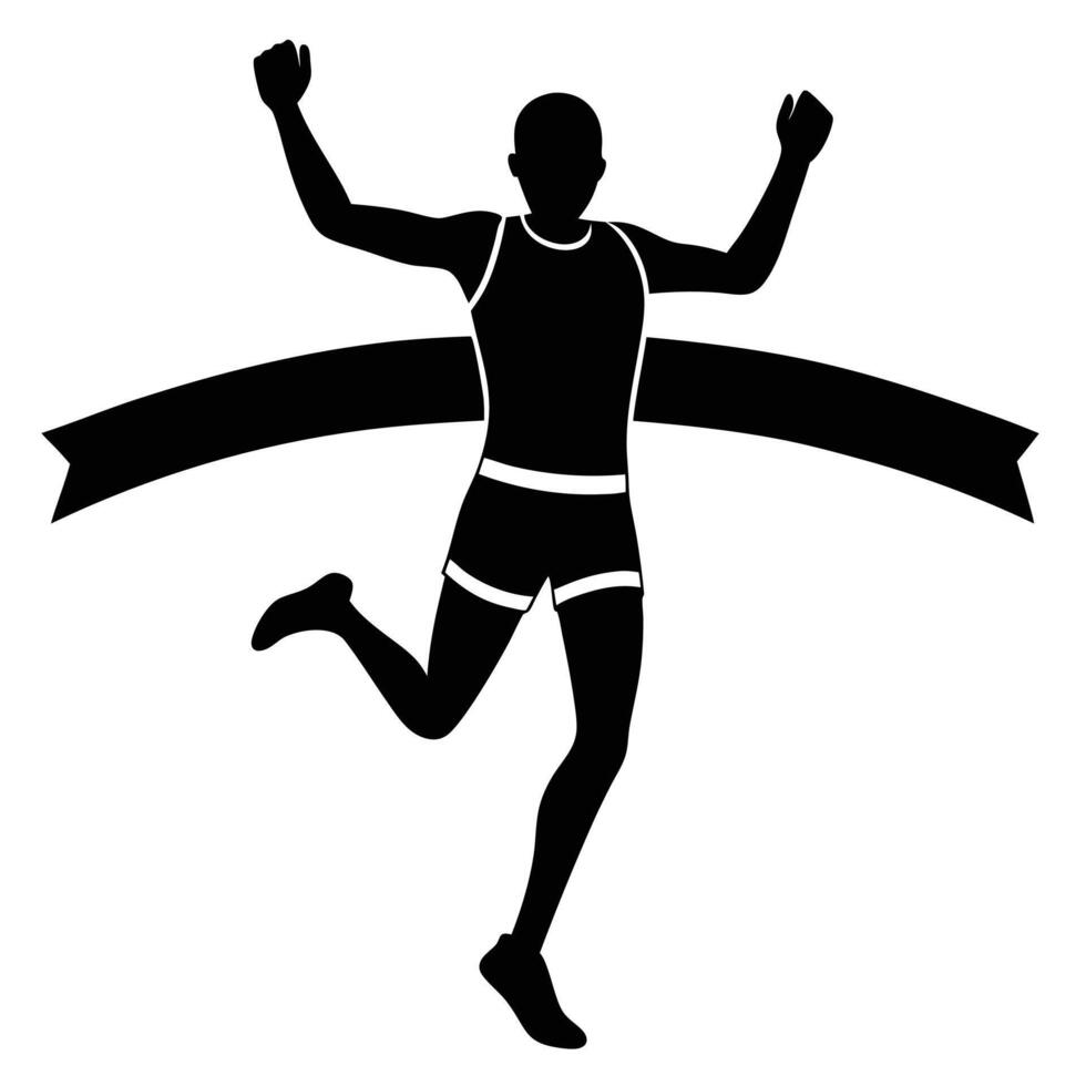 Runner Silhouetted Crossing the Finish Line vector