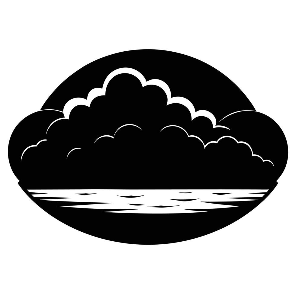Silhouetted Puffy Cumulus Cloud Over a Flat Horizon vector