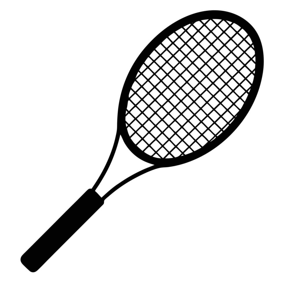 Tennis Racket Silhouetted with Strings Visible vector