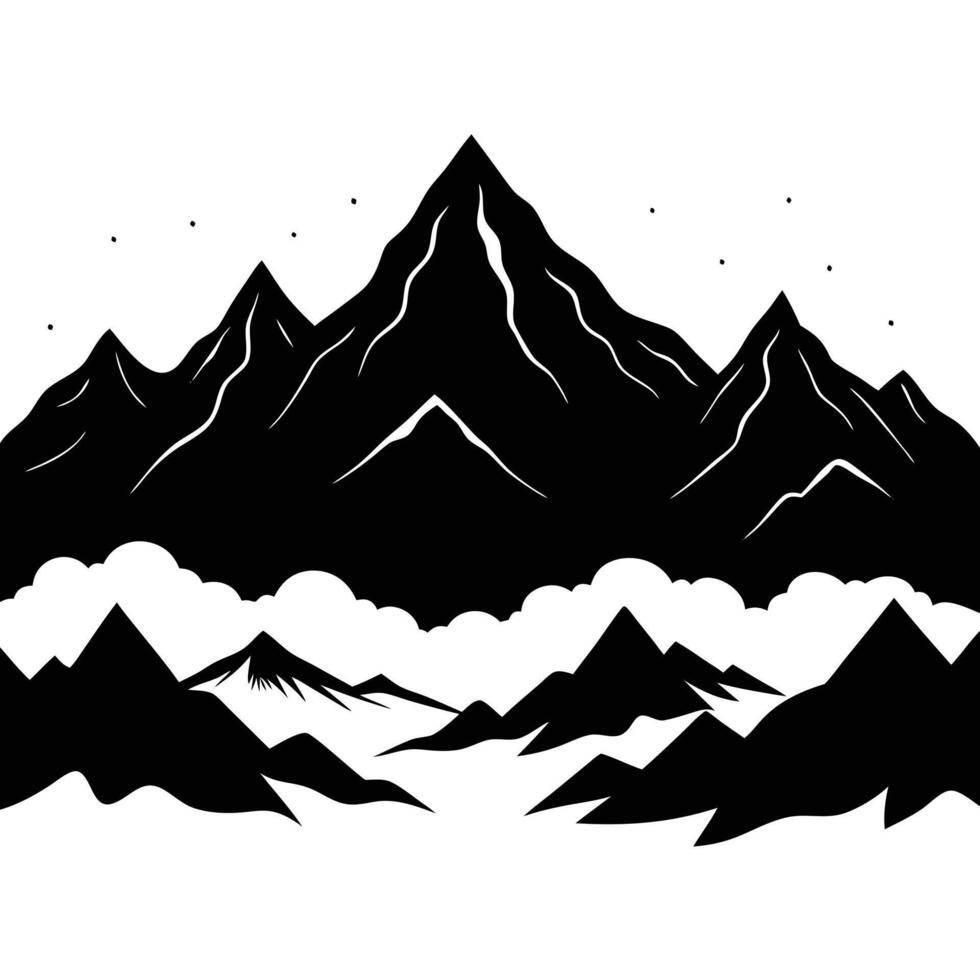 Mountain Range Silhouetted Fading into the Distance vector