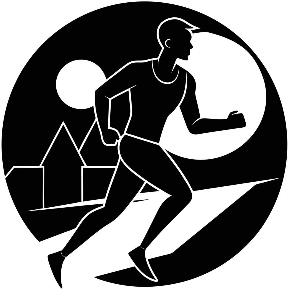 Runner Silhouetted in the Early Morning Light vector