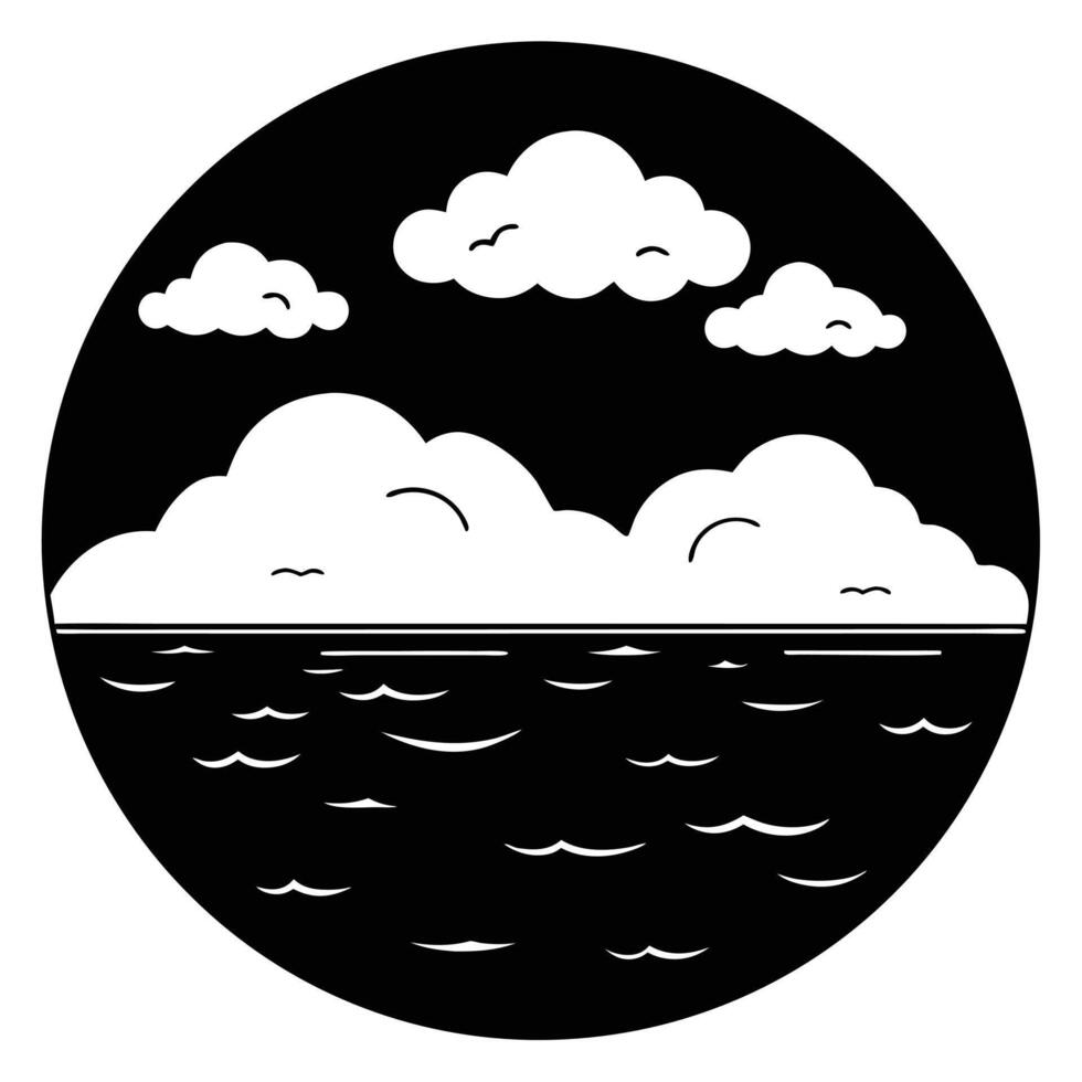 Silhouetted Patchy Clouds Over a Calm Ocean vector