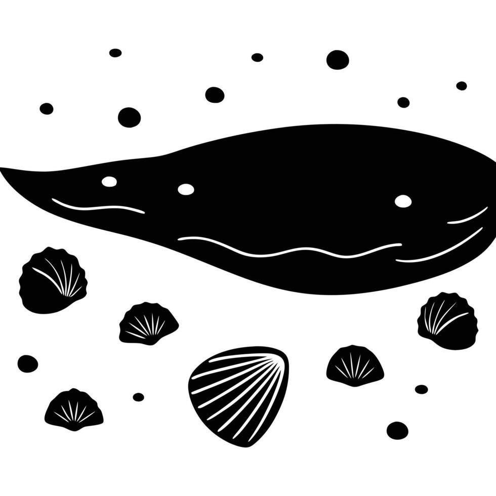 Sandy Beach Silhouetted with Scattered Seashells vector