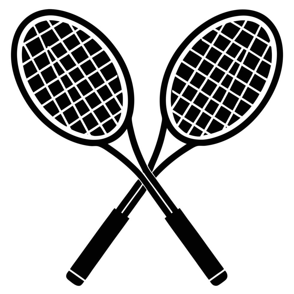 Silhouetted Pair of Crossed Tennis Rackets vector