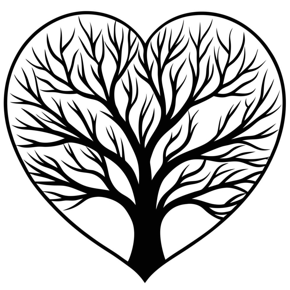 Tree Branches Forming a Perfect Heart Shape vector