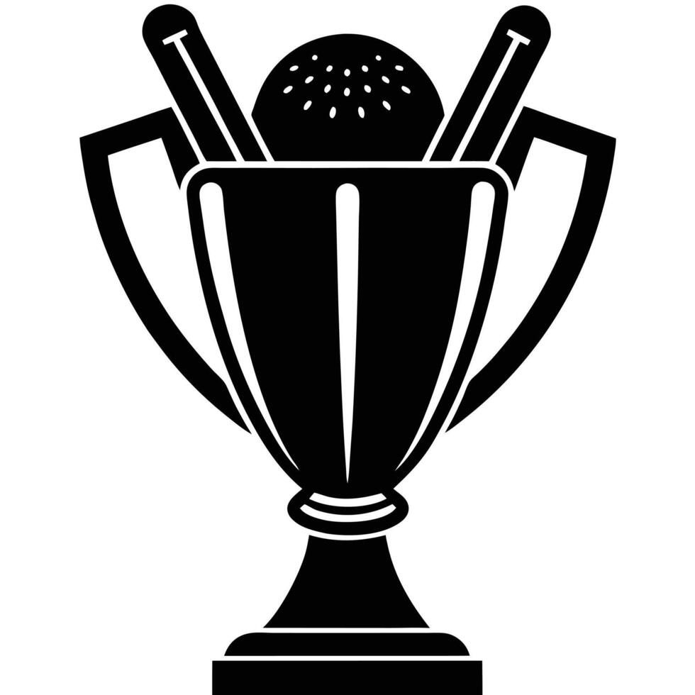 Trophy with Cricket Stumps and Ball Design vector