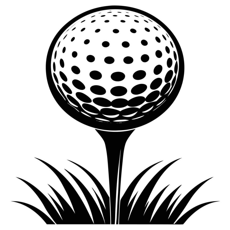 Golf Ball on a Tee with Grass vector