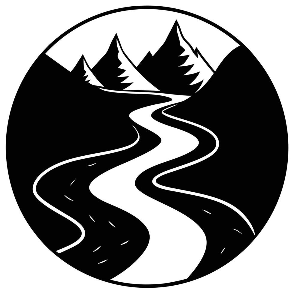 Winding River Through a Lush Green Valley vector