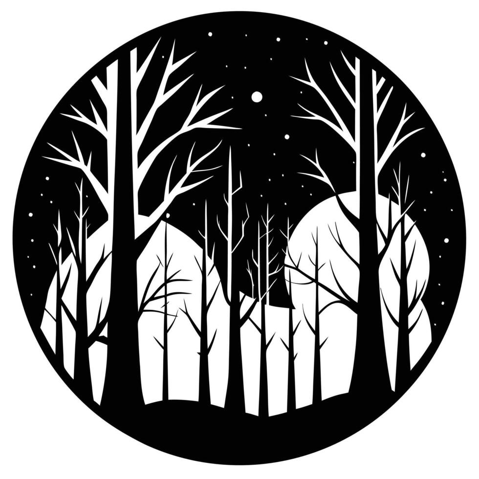 Whispering Woods Under a Full Moon vector