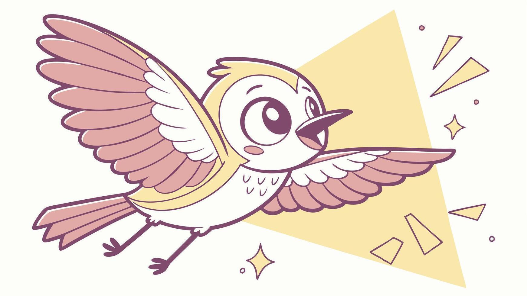 A cartoon bird flying in the air with a star vector