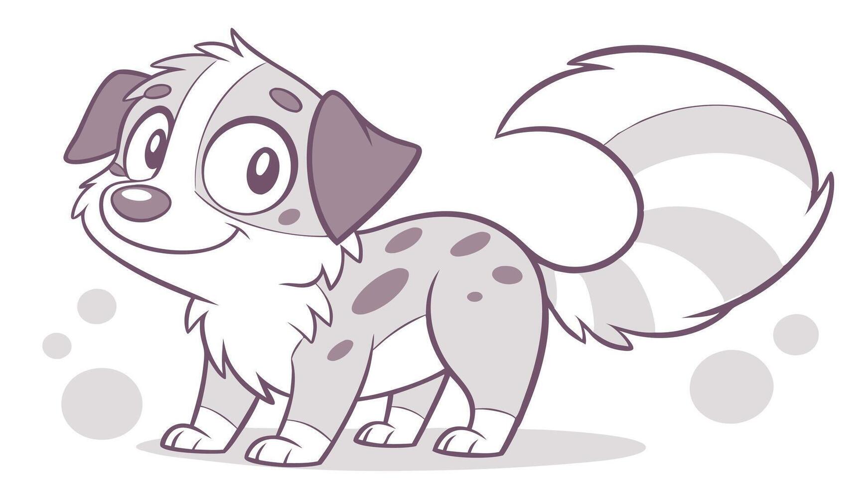 A cartoon dog with a long tail and a white spot vector