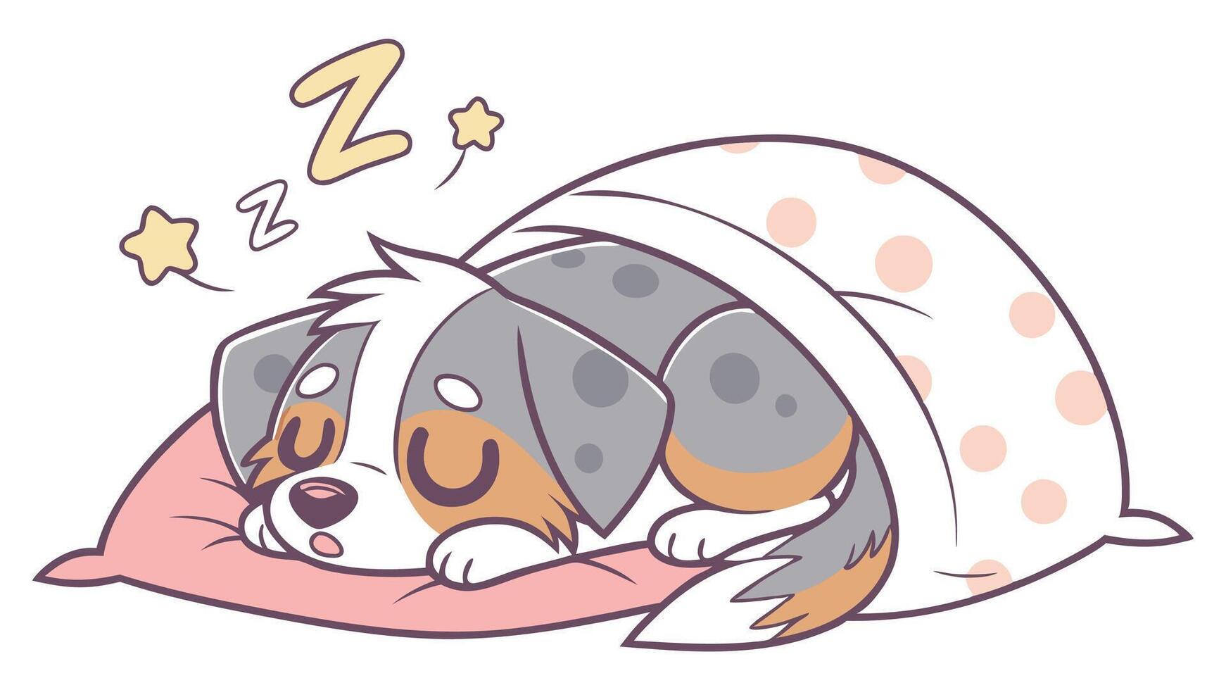 A cartoon dog sleeping in a pink pillow vector