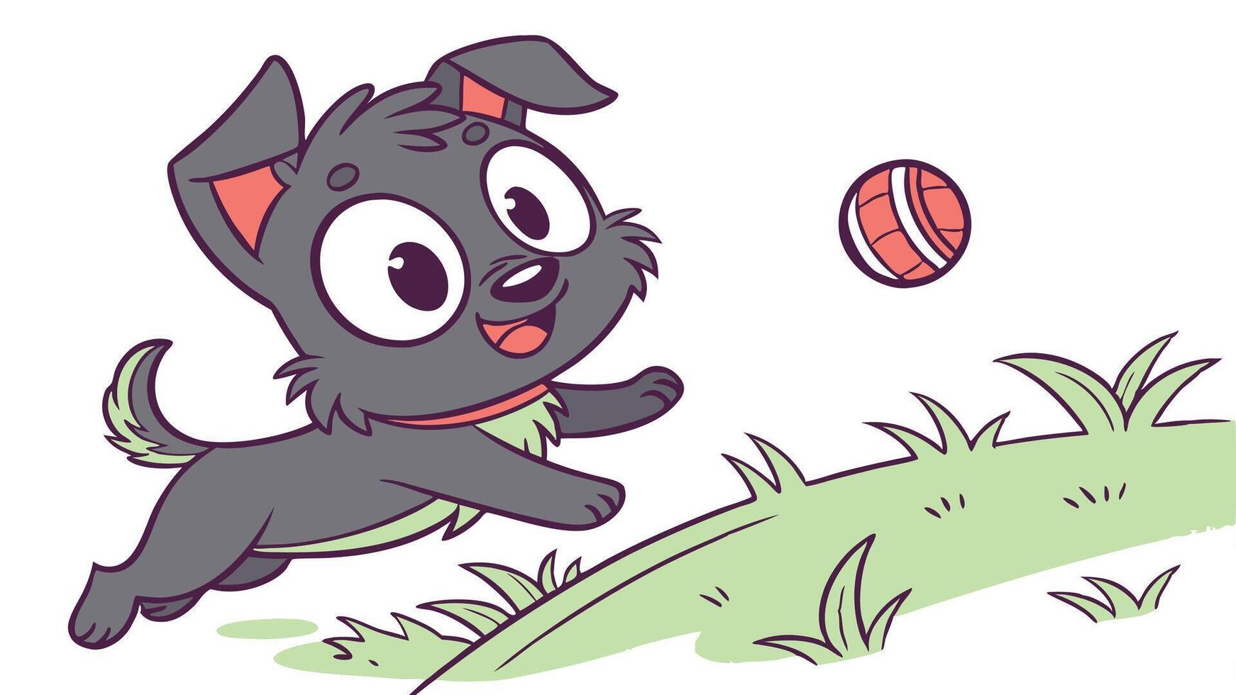 A cartoon dog chasing a ball vector