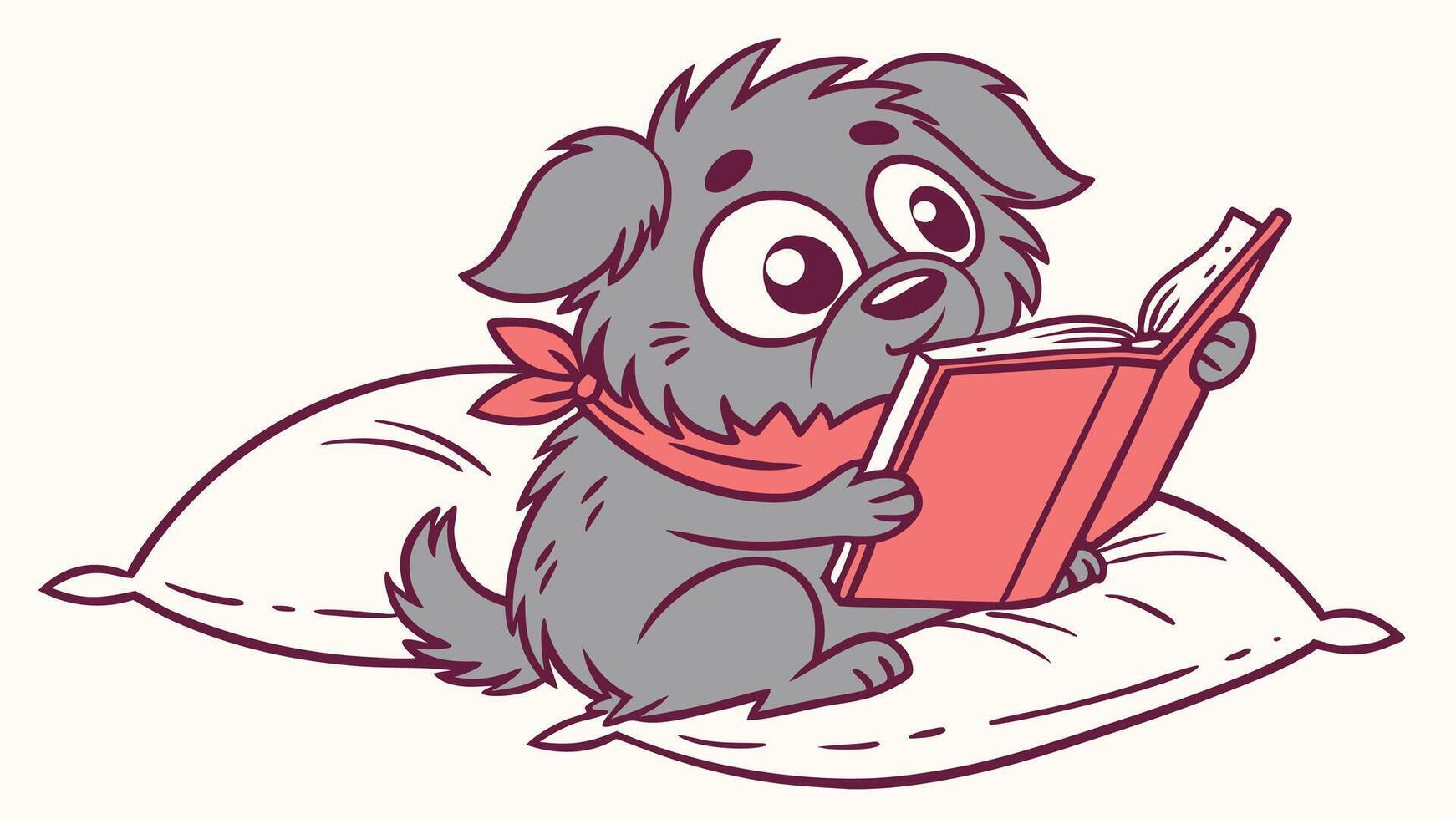 A cartoon dog reading a book vector