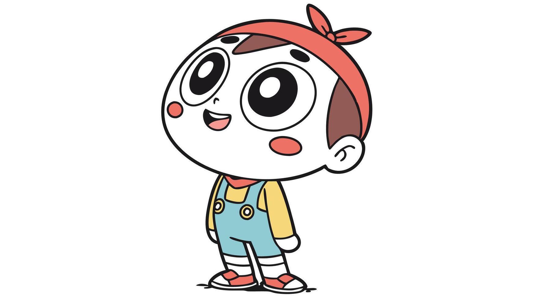 A cartoon character with a red hat and overalls vector