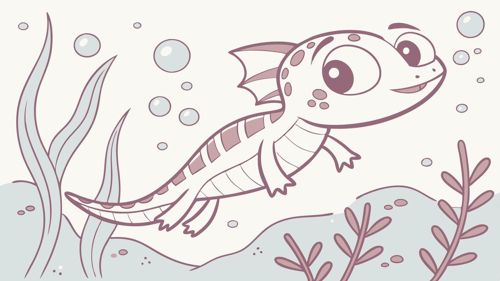 A cartoon lizard swimming in the ocean vector
