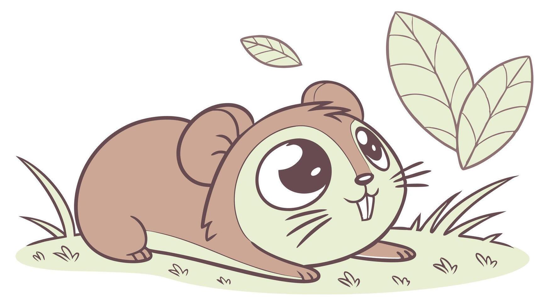 A cartoon hamster sitting in the grass vector