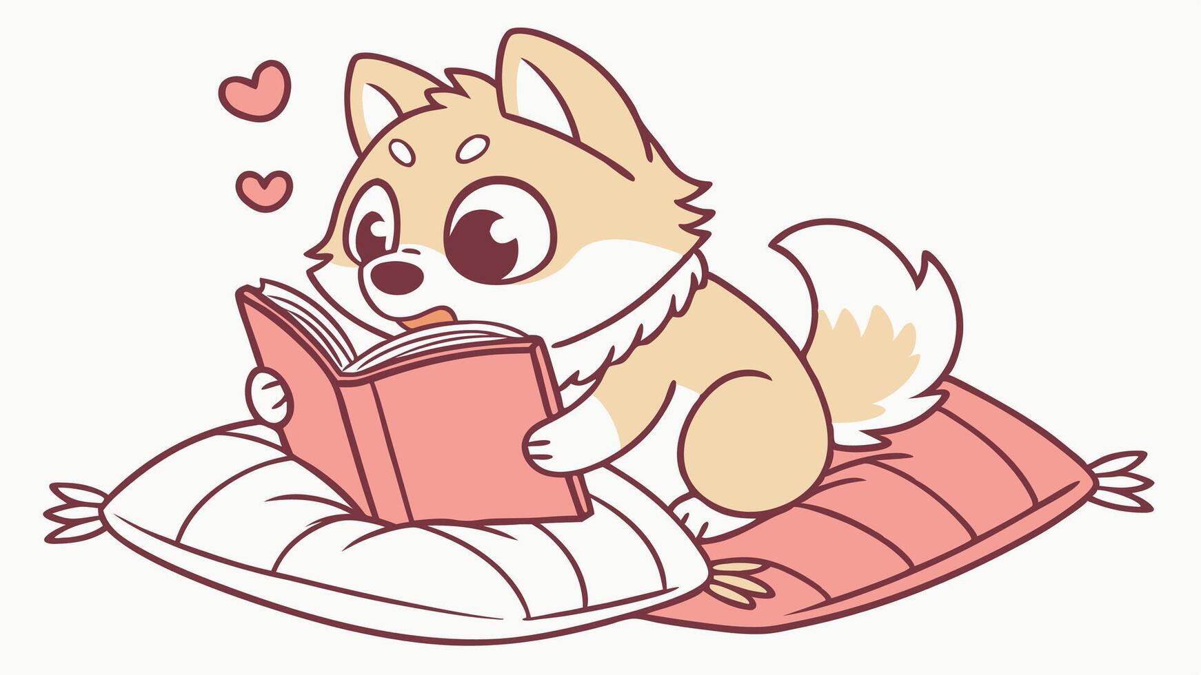 Shiba inu dog reading book vector