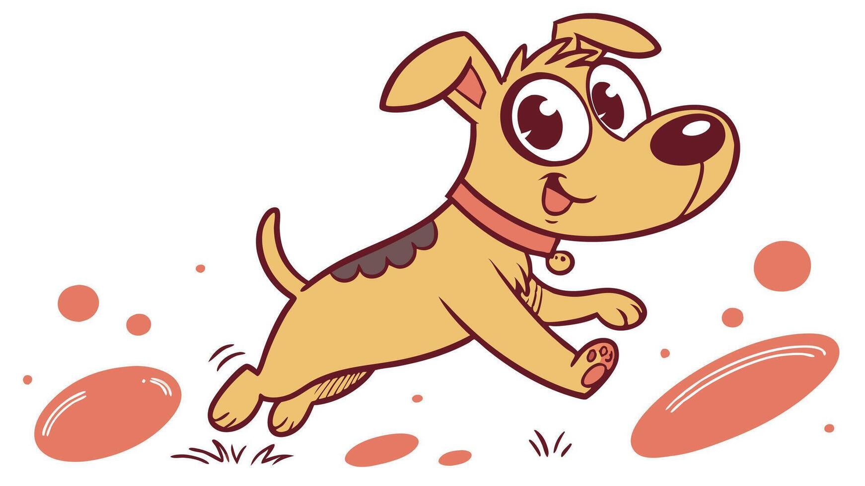 A cartoon dog running with a ball in its mouth vector