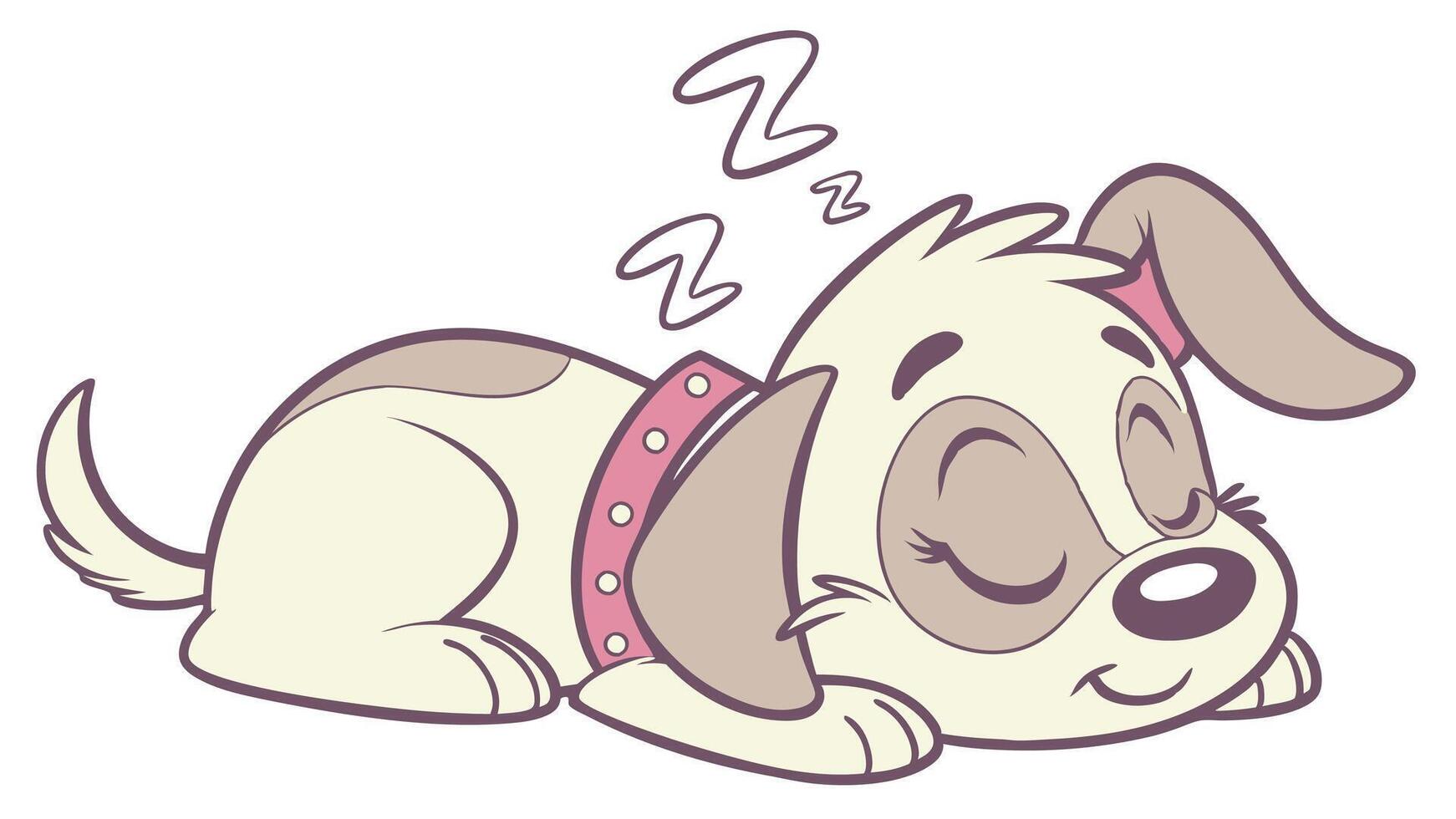 A cartoon dog sleeping with its head on its paws vector