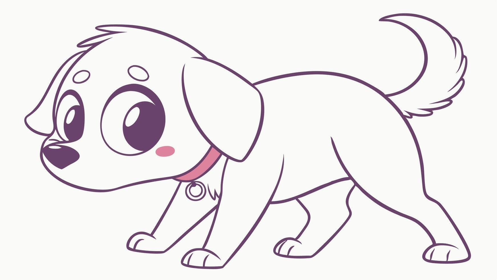 A cartoon dog with a pink collar vector