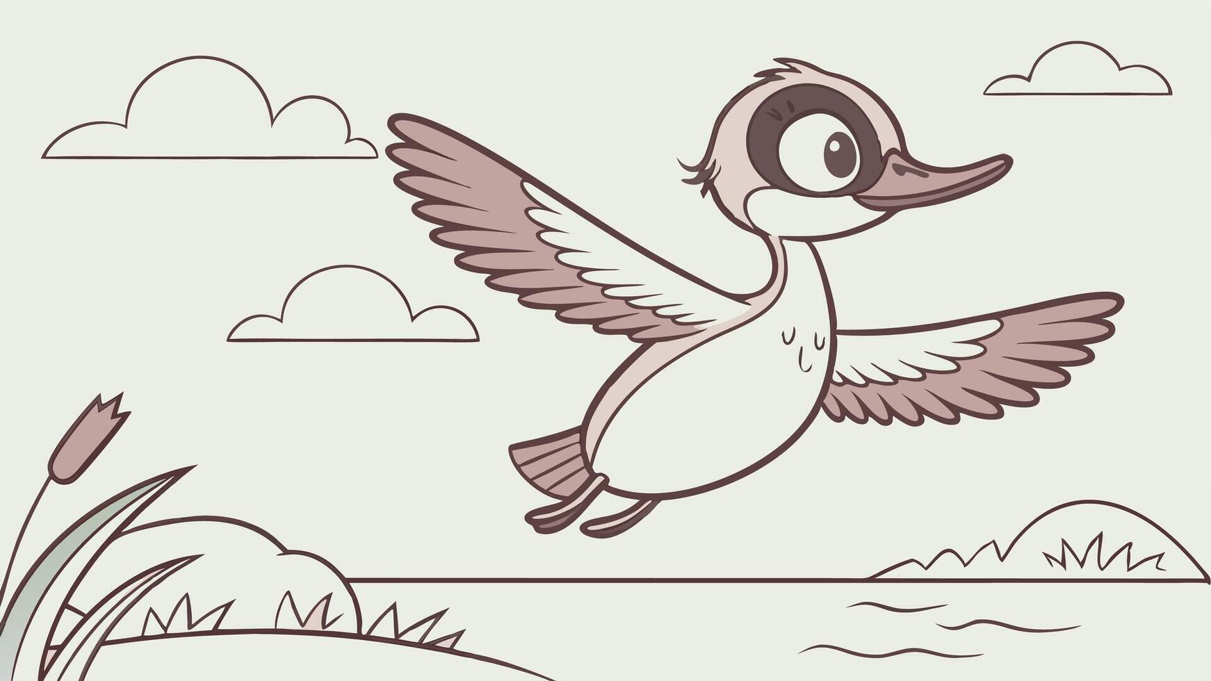 A cartoon duck flying over the water vector