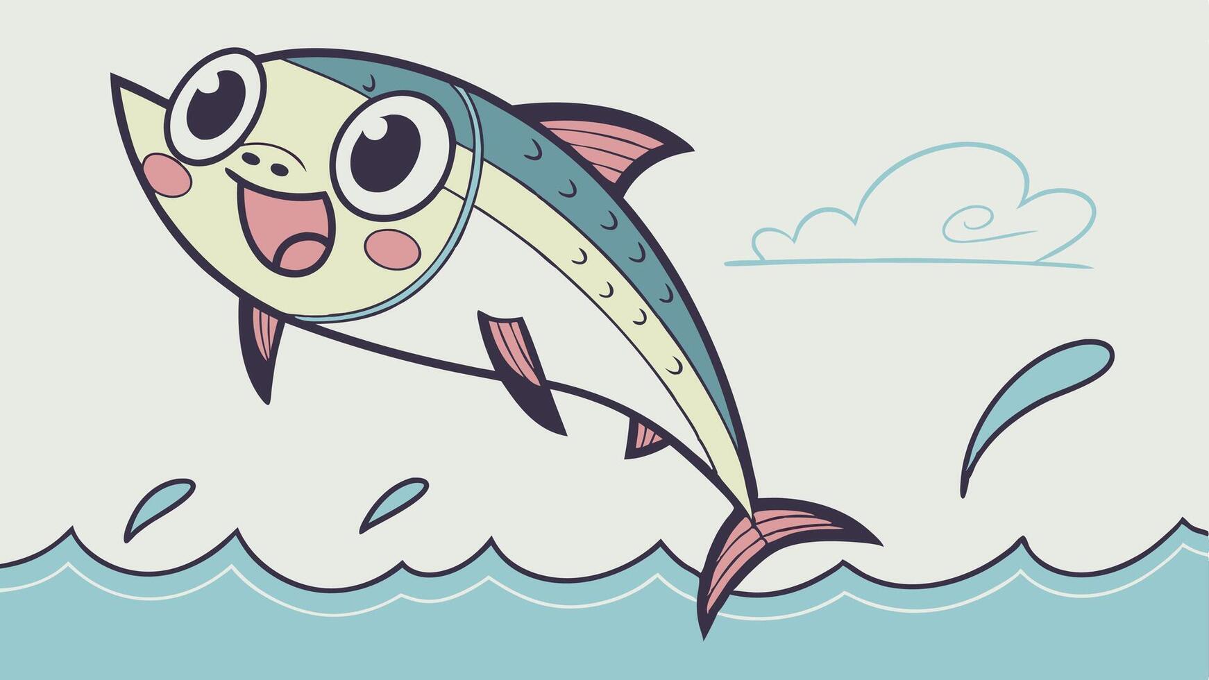 Cartoon fish jumping out of the water vector