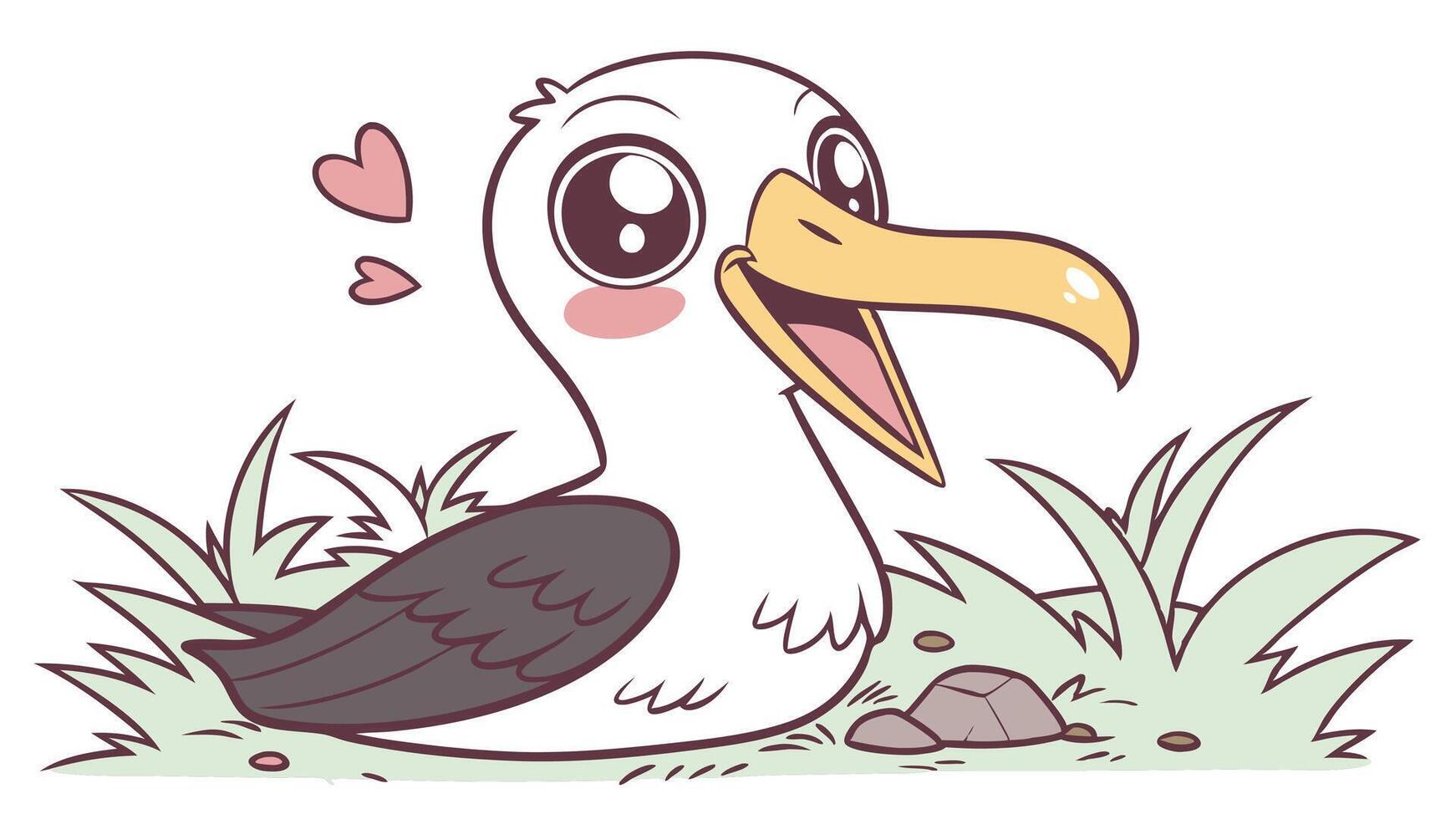 A cartoon bird with a heart on its beak vector
