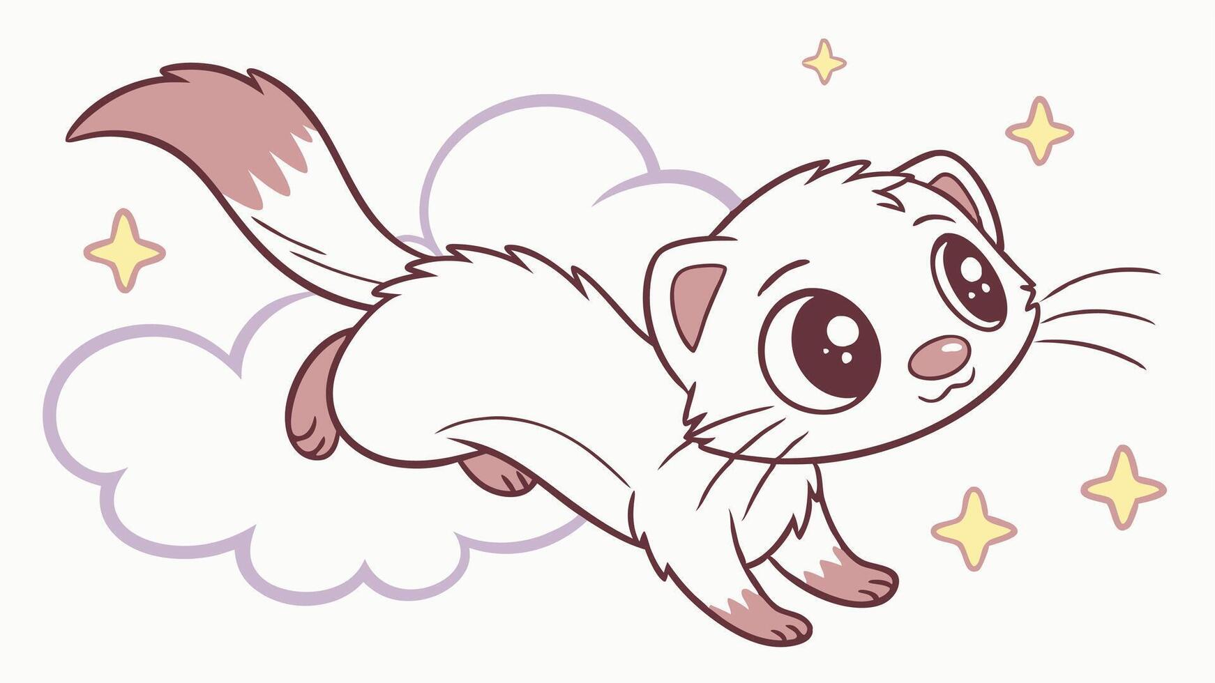 A cartoon ferret flying through the clouds vector