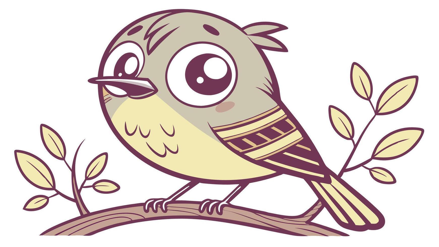 A cartoon bird sitting on a branch vector