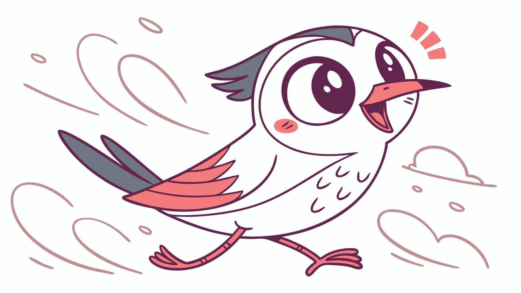 A cartoon bird with a red and white beak vector