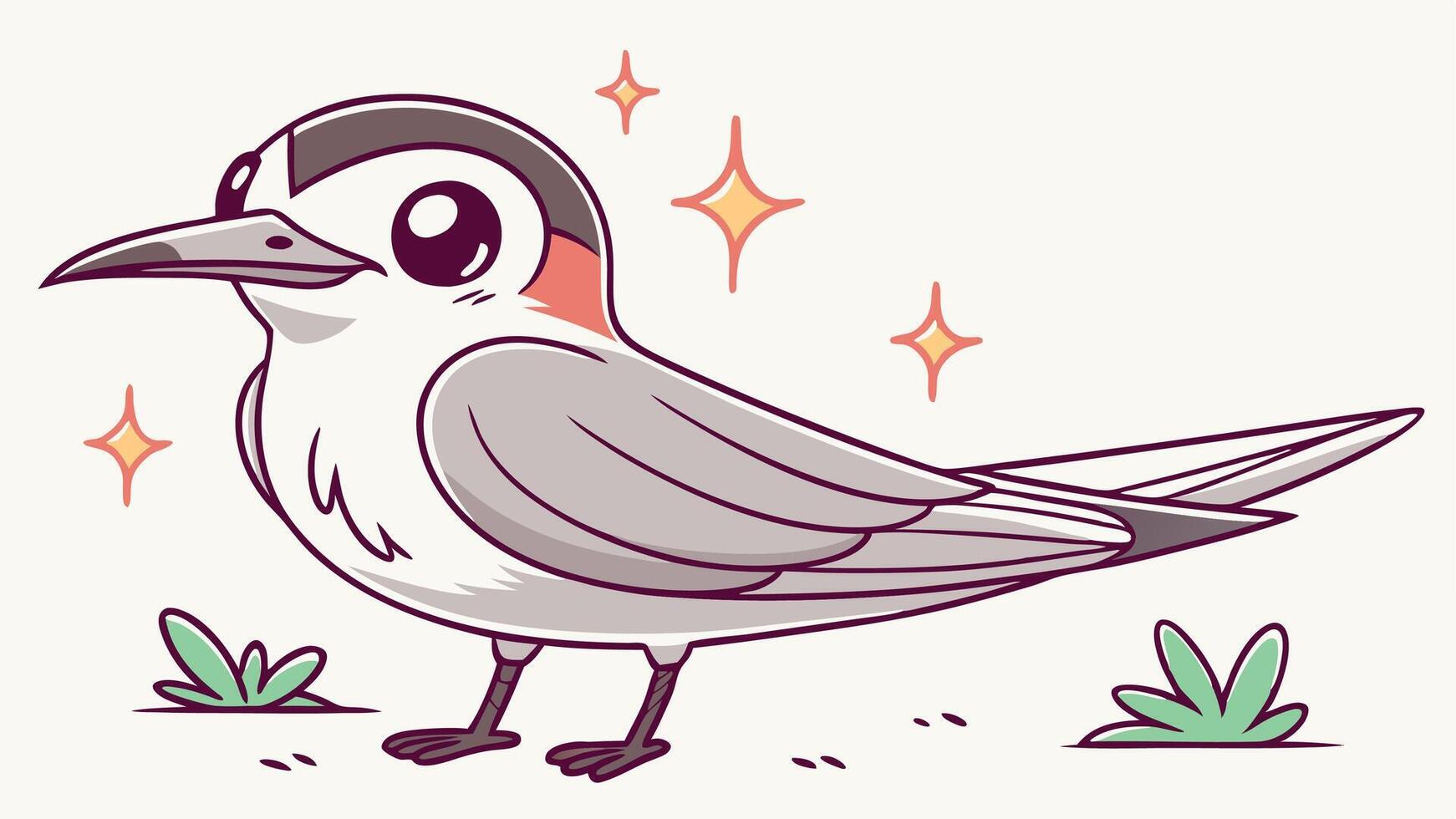A cartoon bird with a red beak and white feathers vector