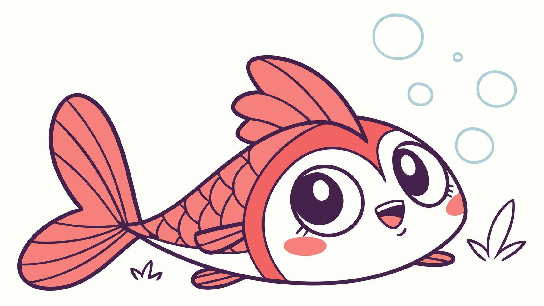 A cartoon fish with big eyes and a big nose vector