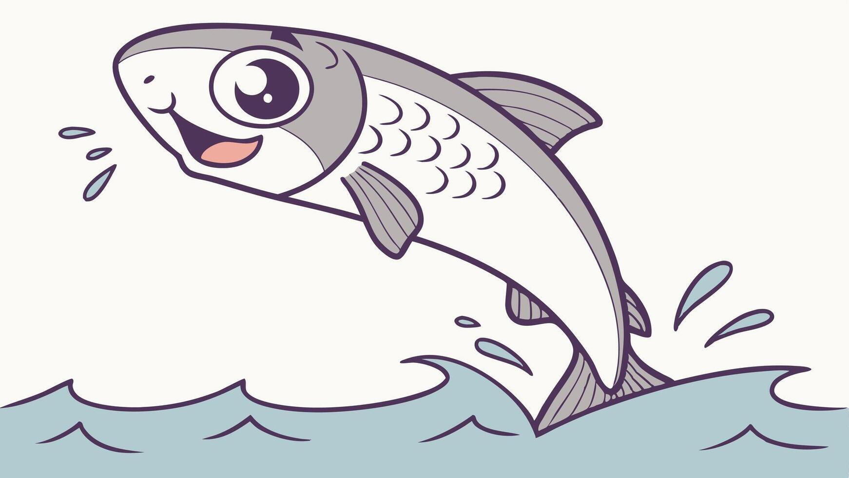 A cartoon fish jumping out of the water vector