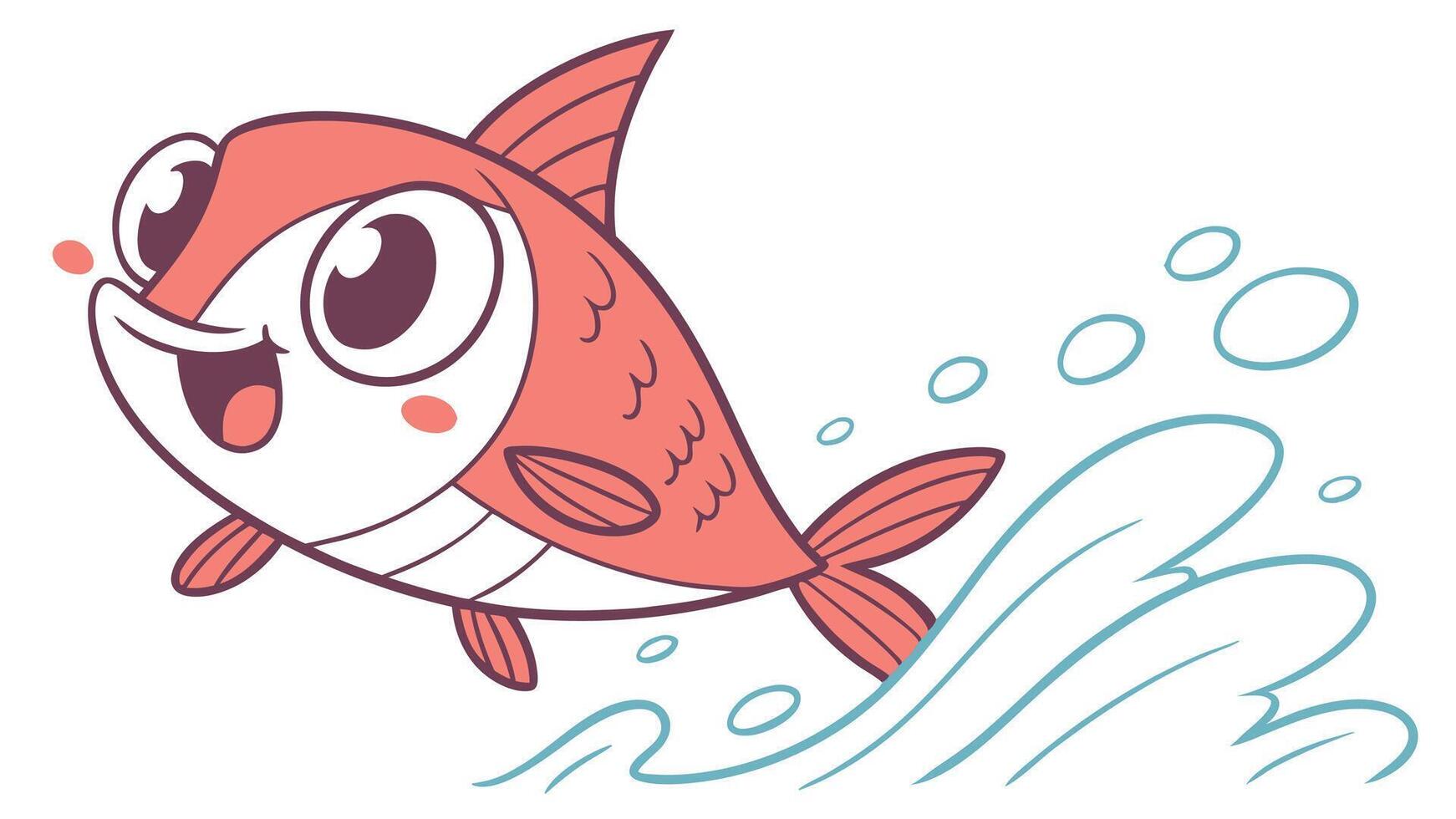 A cartoon fish with big eyes and a smile vector
