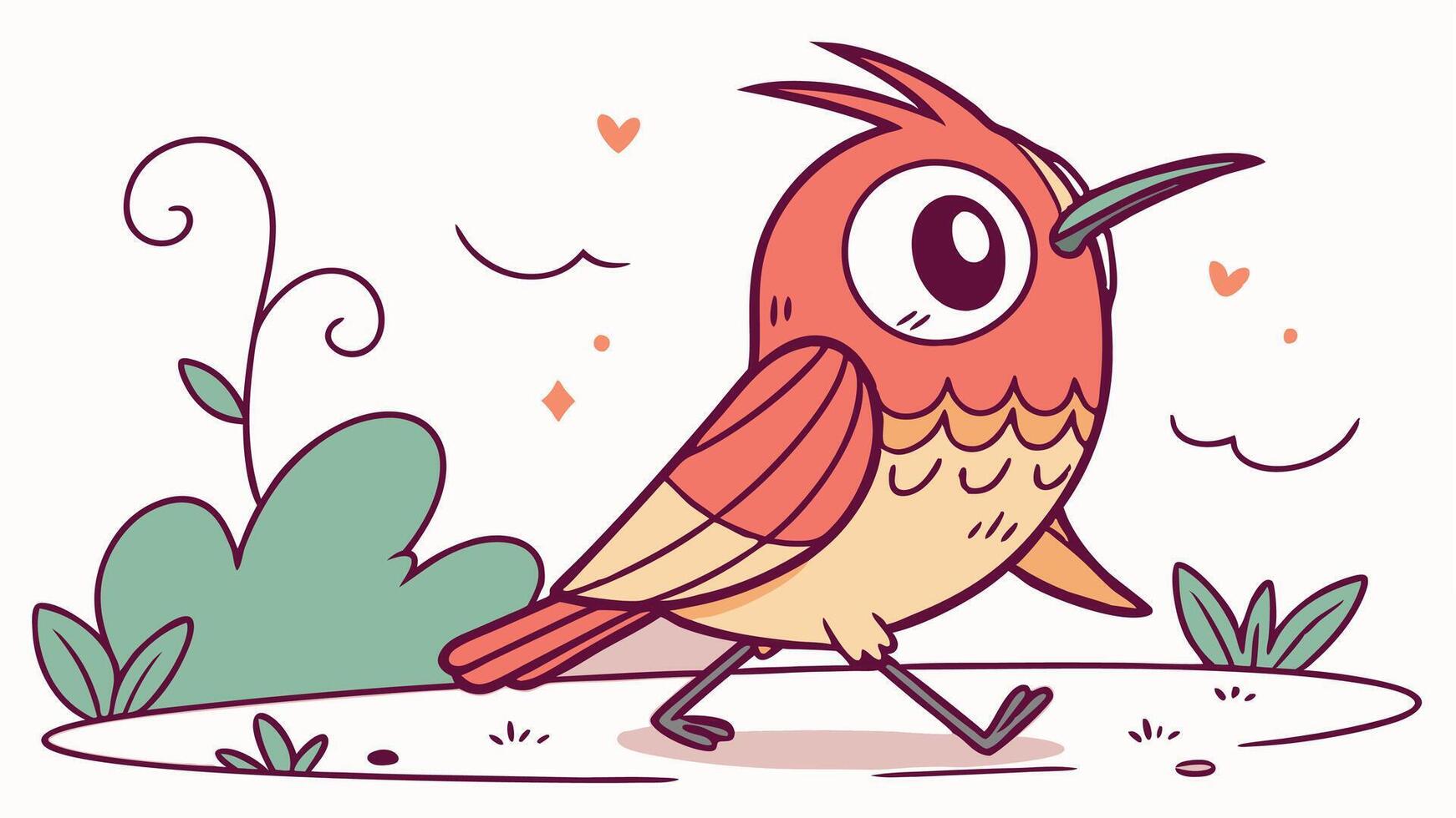 A cartoon bird with a big beak and a big head vector
