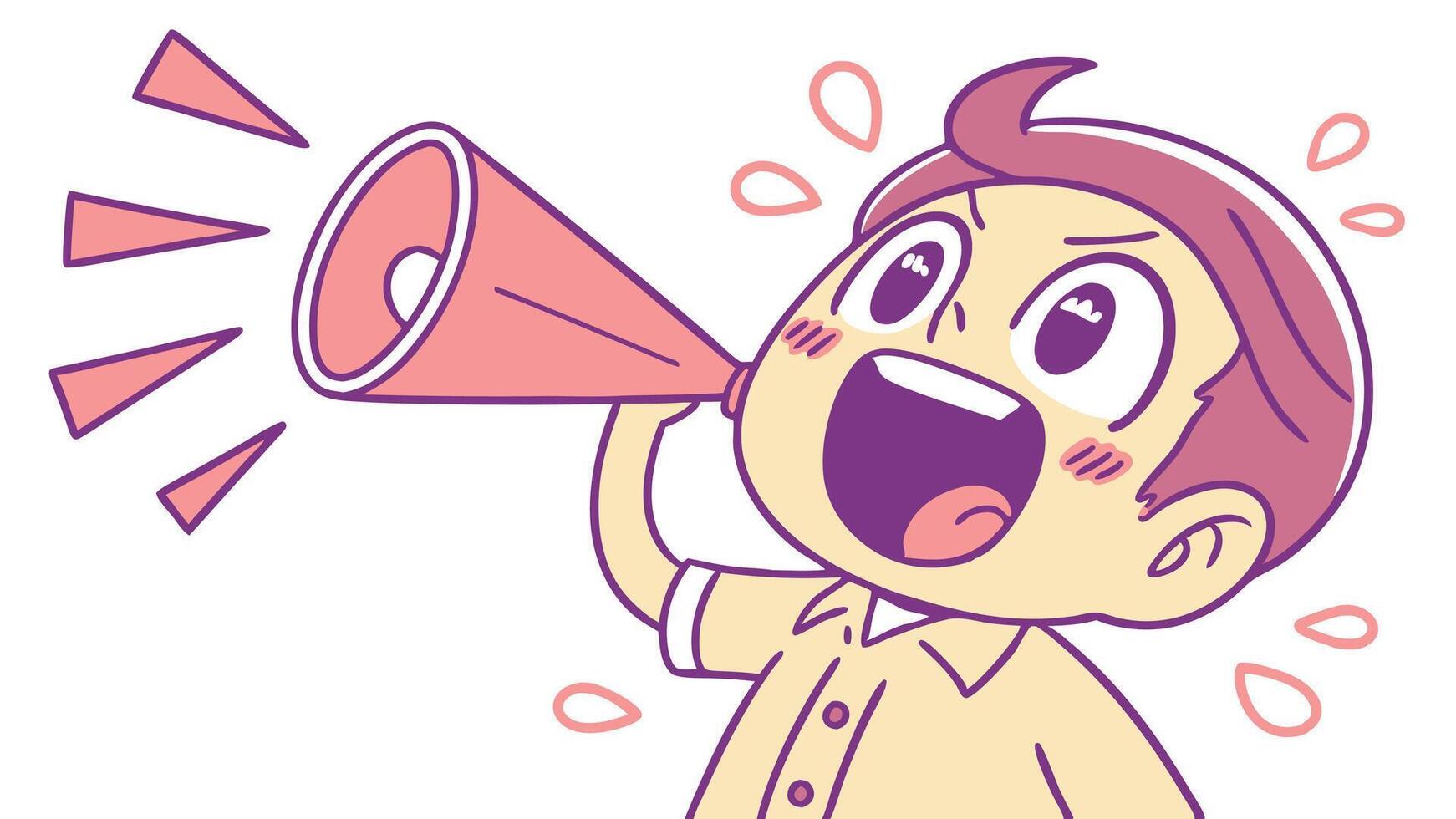 A cartoon boy shouting into a megaphone vector