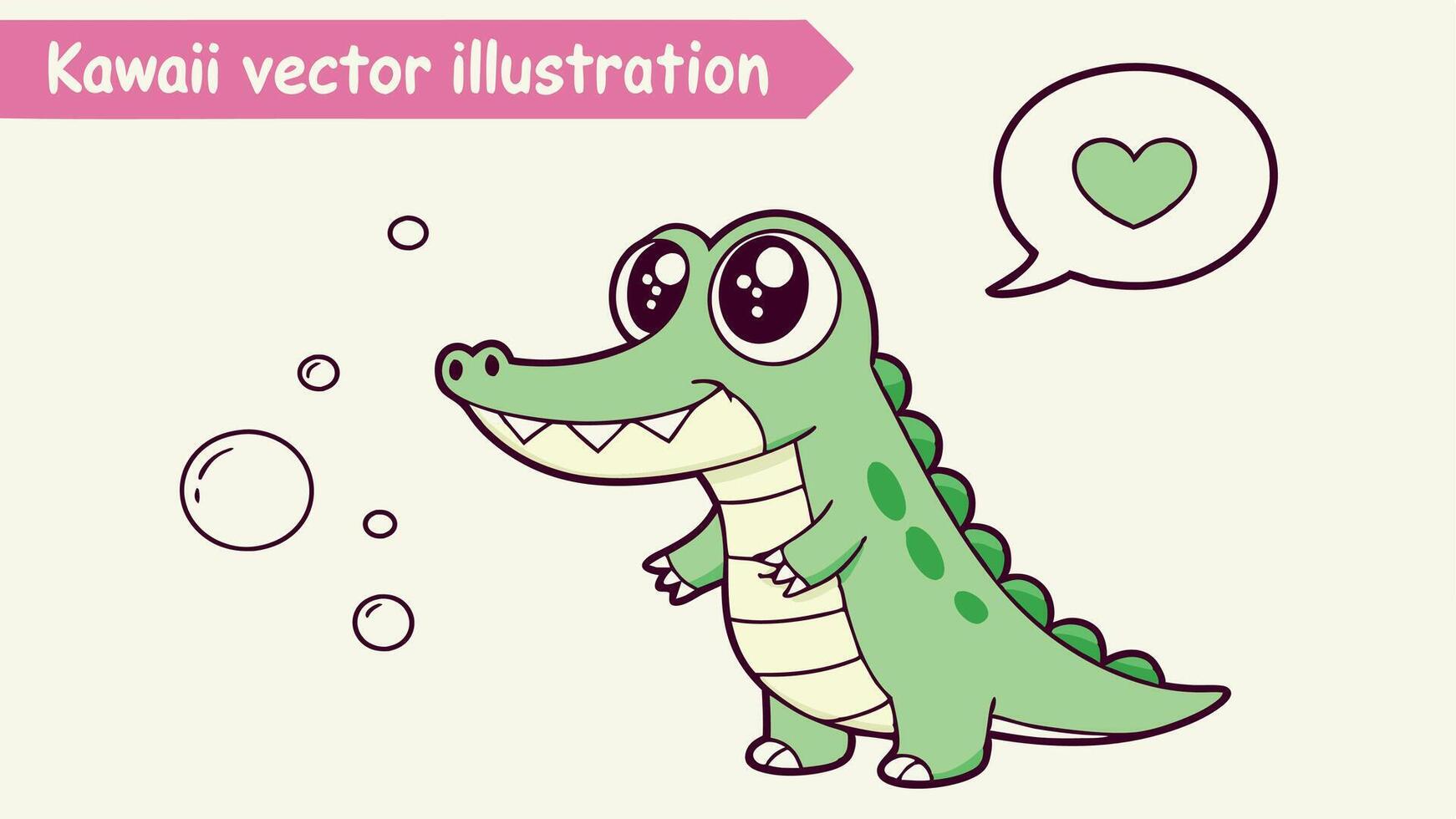 Cute cartoon crocodile with bubble speech bubble illustration vector