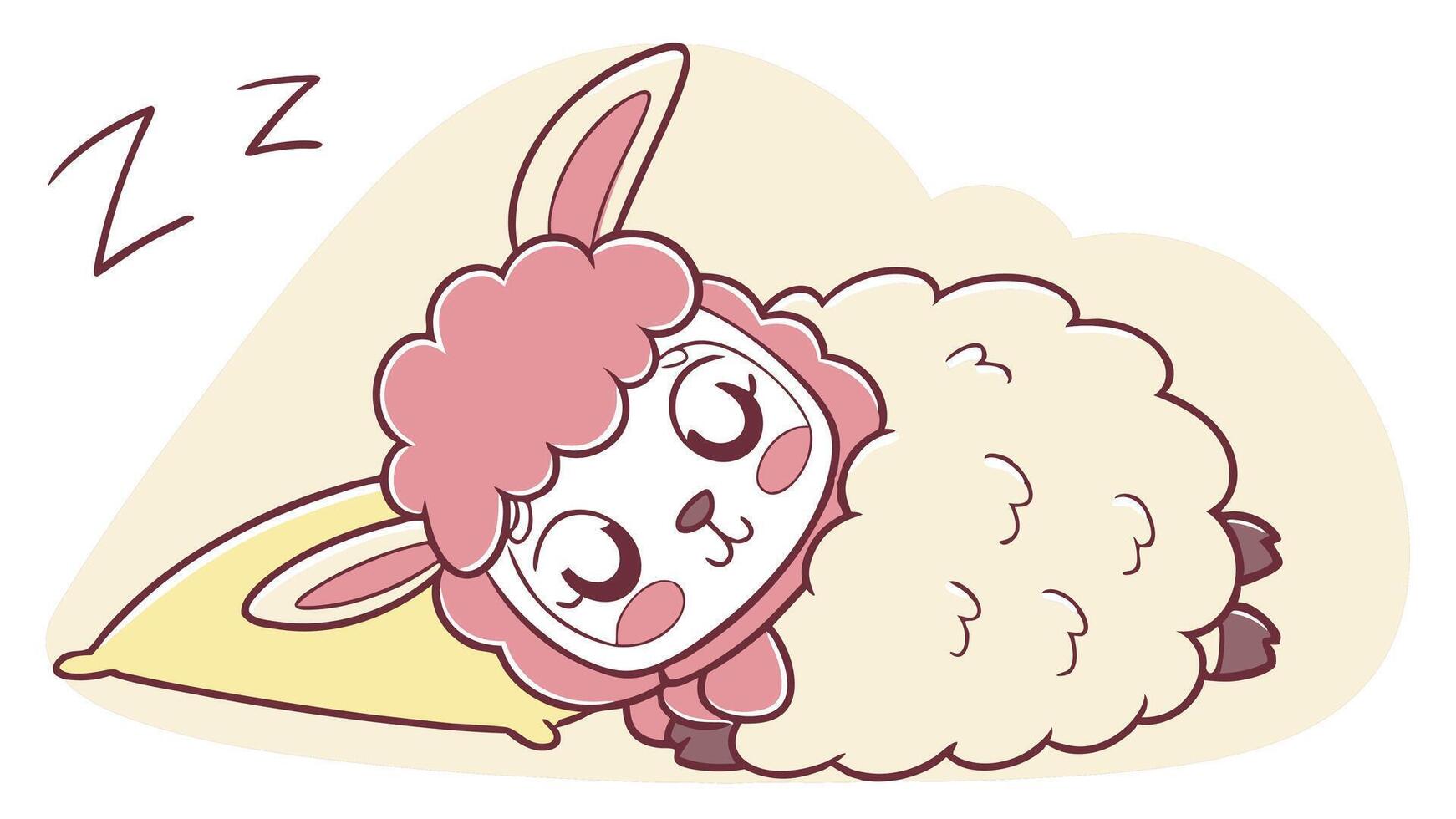 A cartoon sheep sleeping on a pillow vector