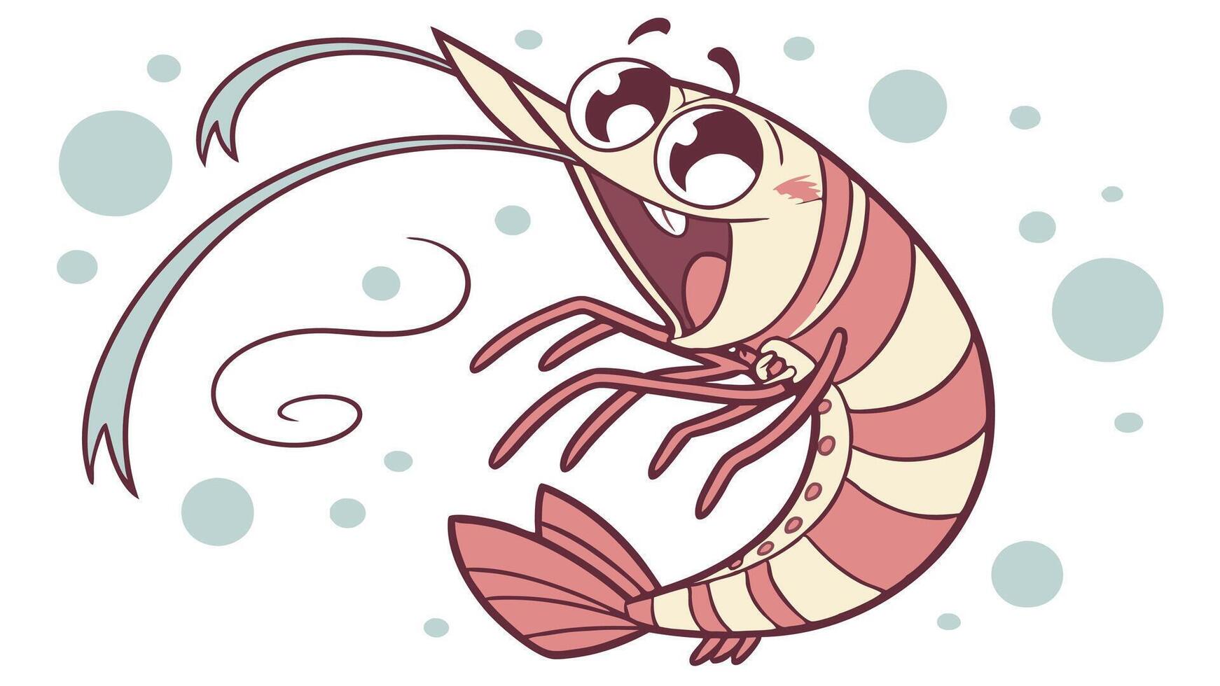 Cartoon shrimp with a big smile on its face vector