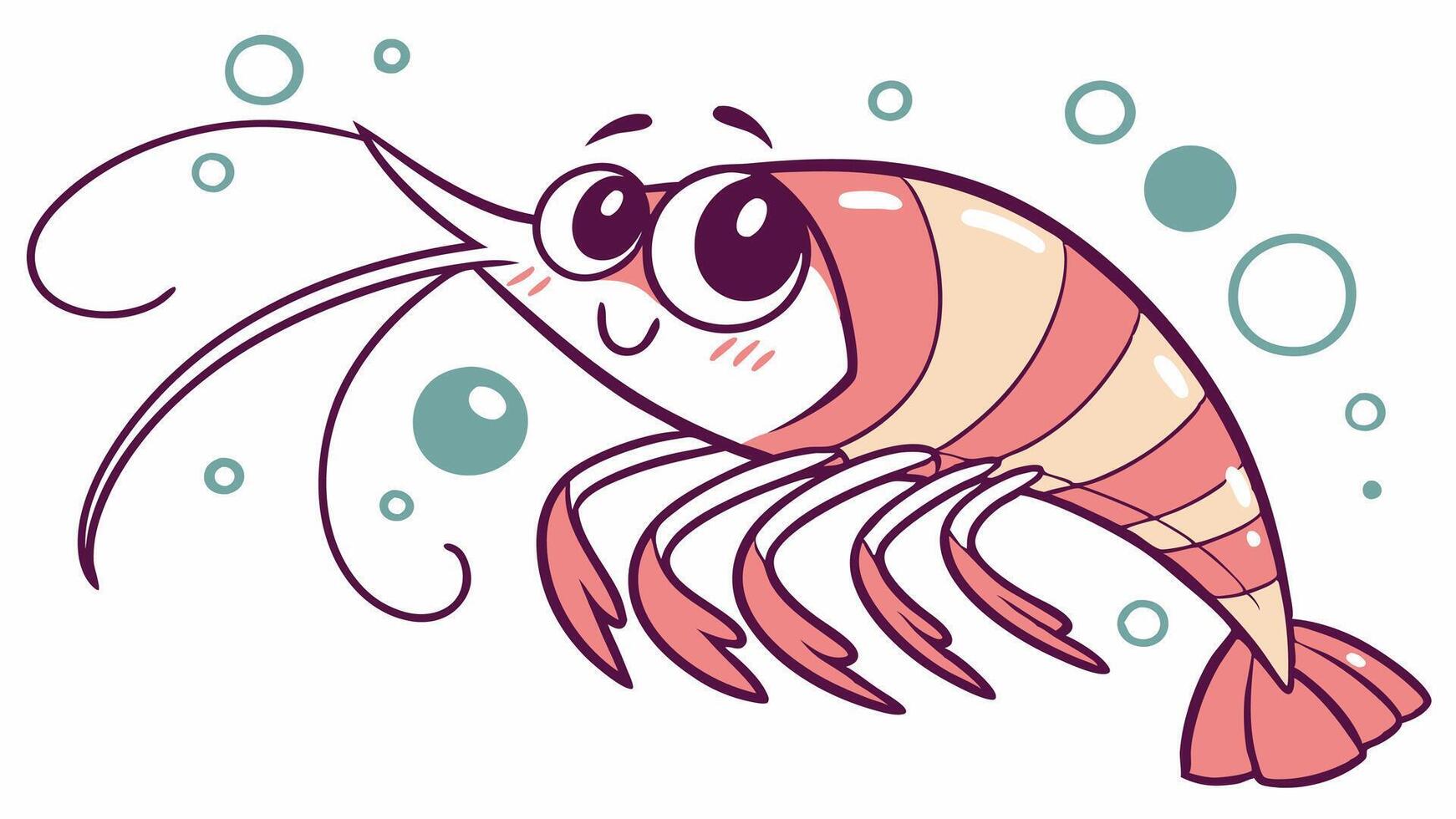 Cartoon shrimp with bubbles on a white background vector