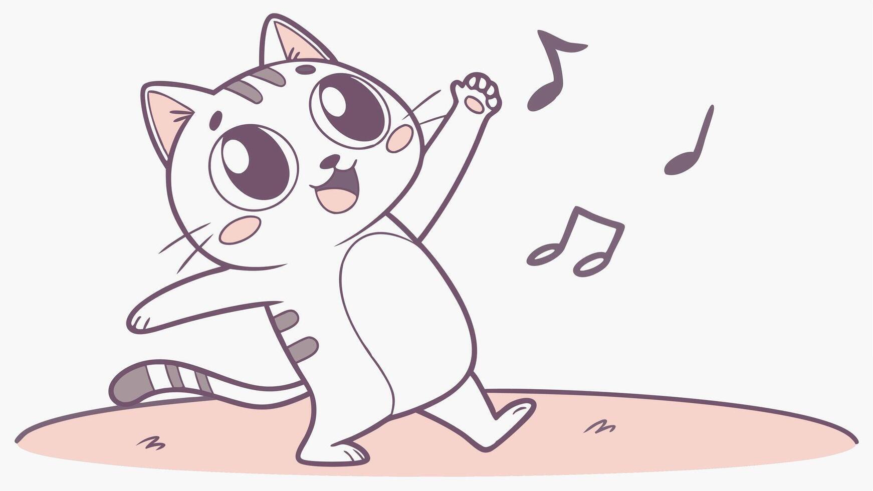 A cartoon cat dancing with music notes vector