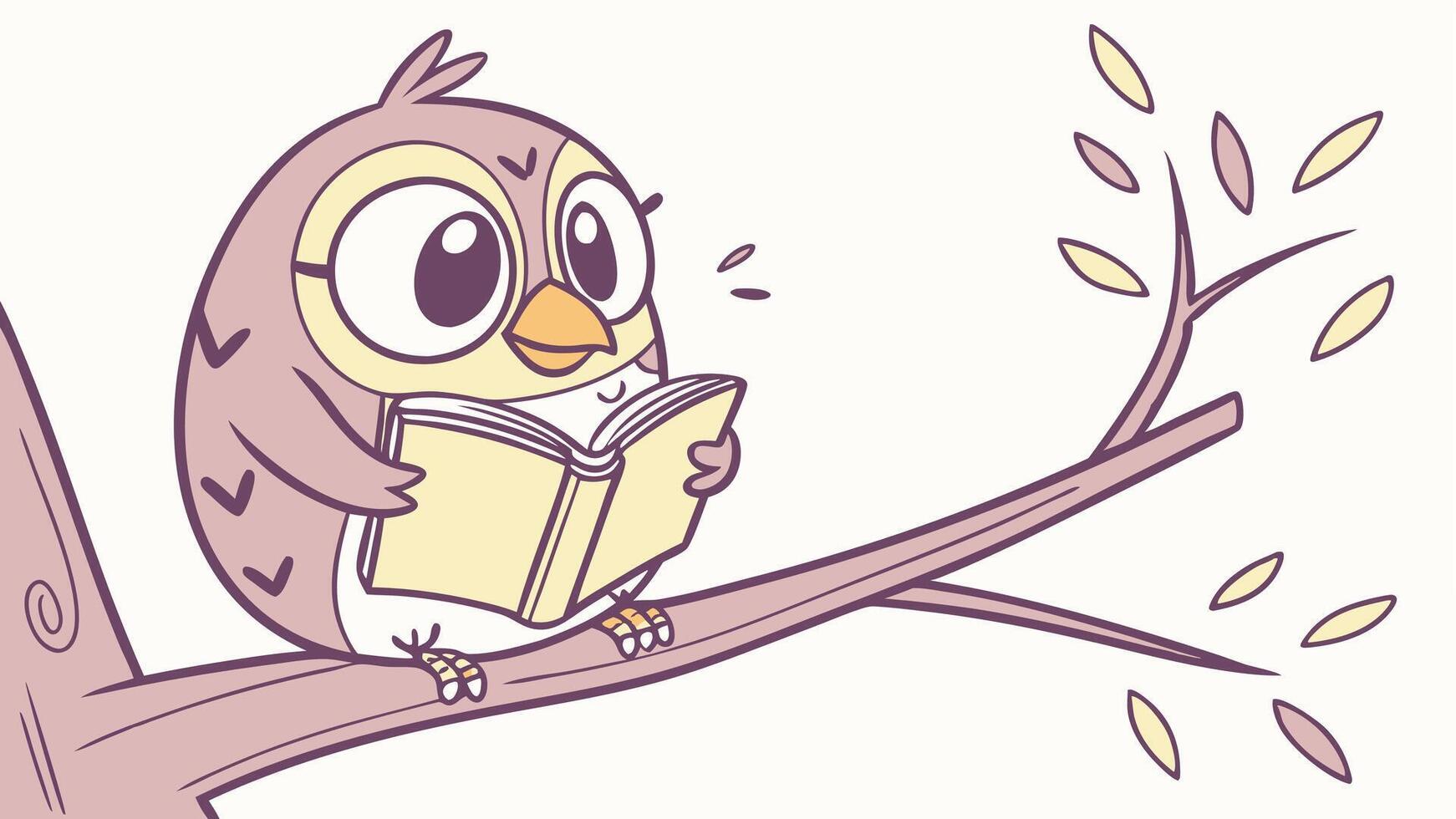 An owl is sitting on a branch reading a book vector