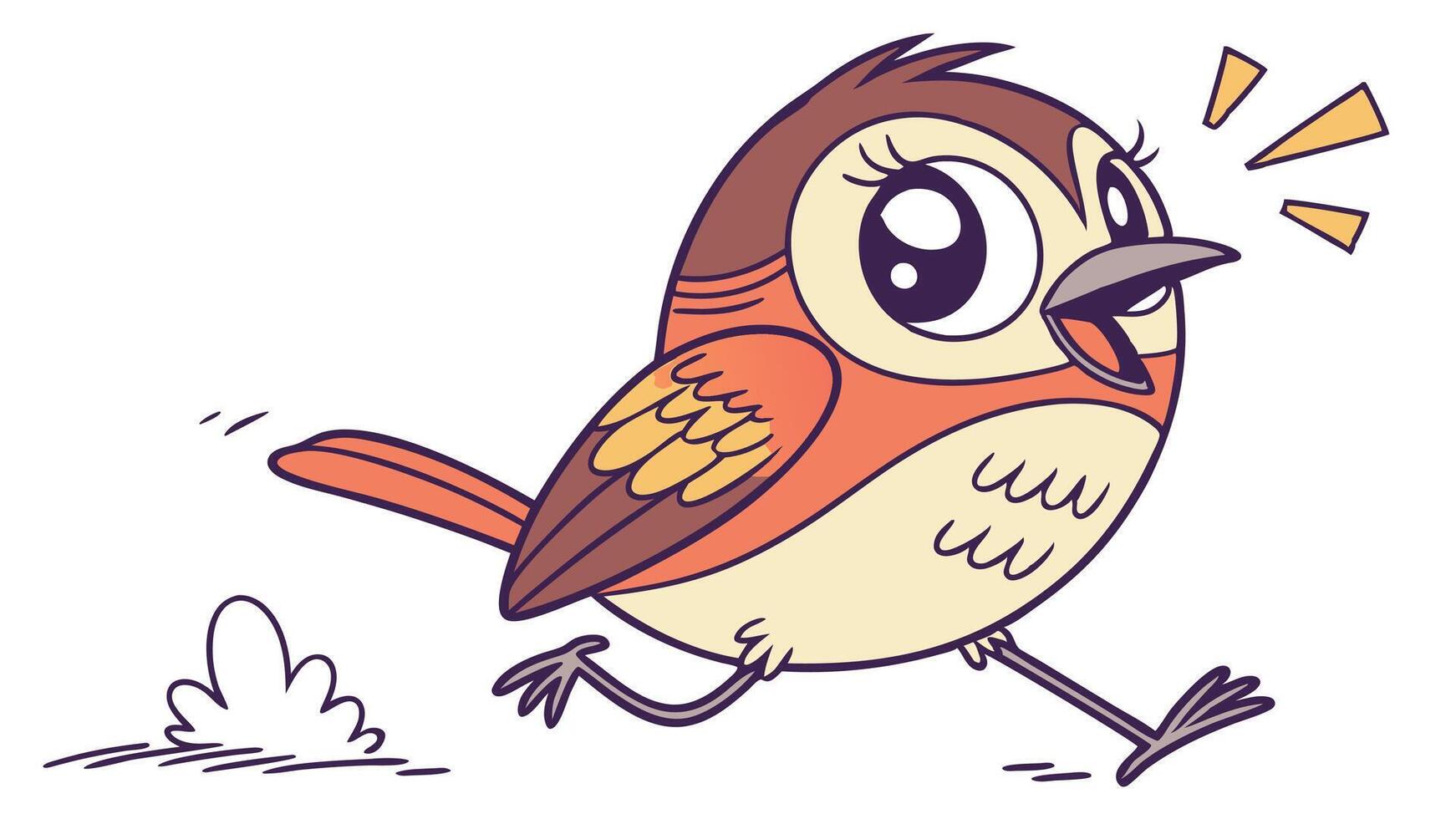A cartoon bird running with a big smile on its face vector