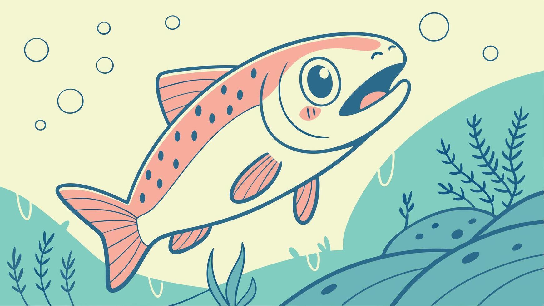 A cartoon fish swimming in the ocean vector