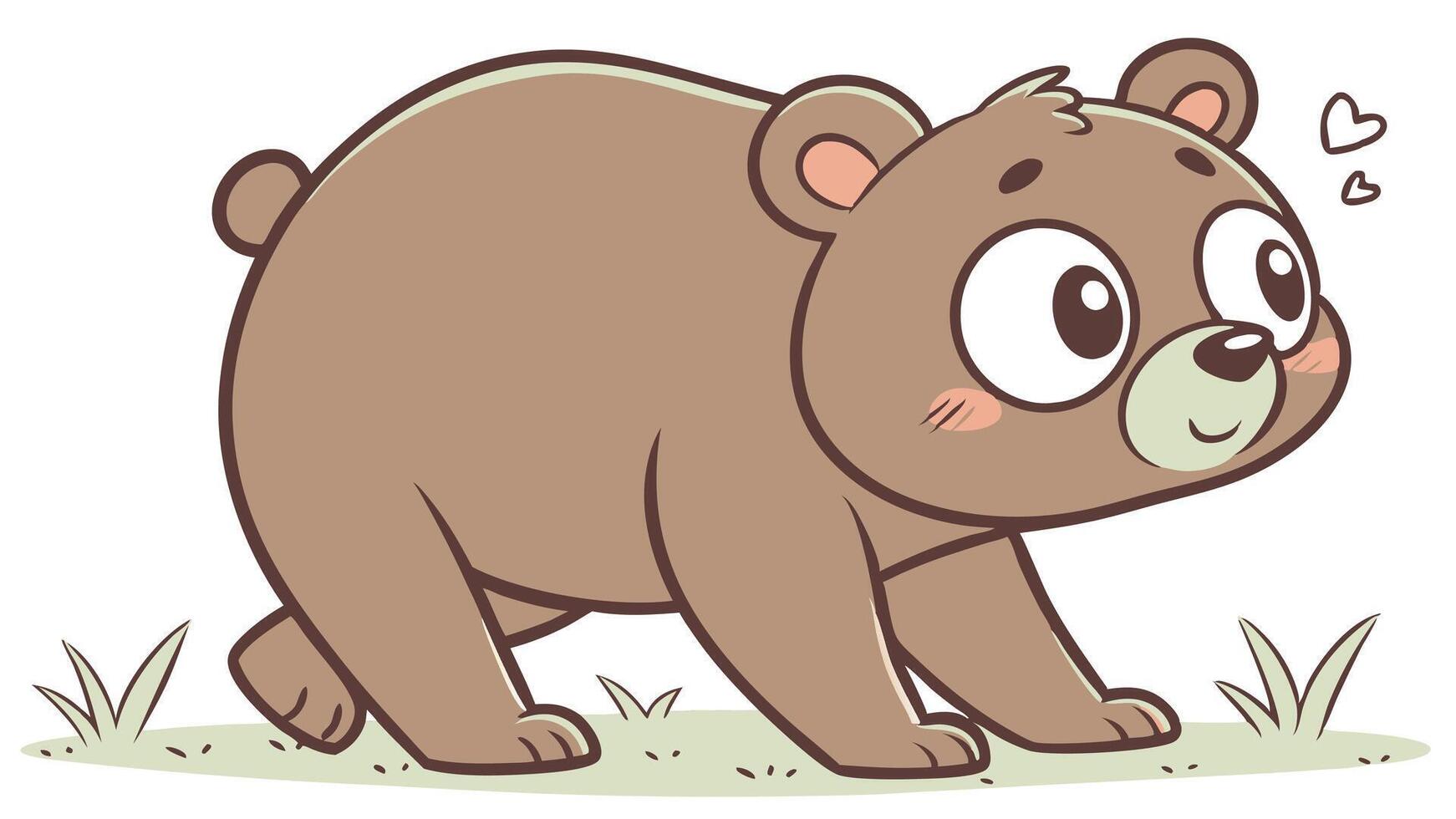 A cartoon brown bear walking in the grass vector