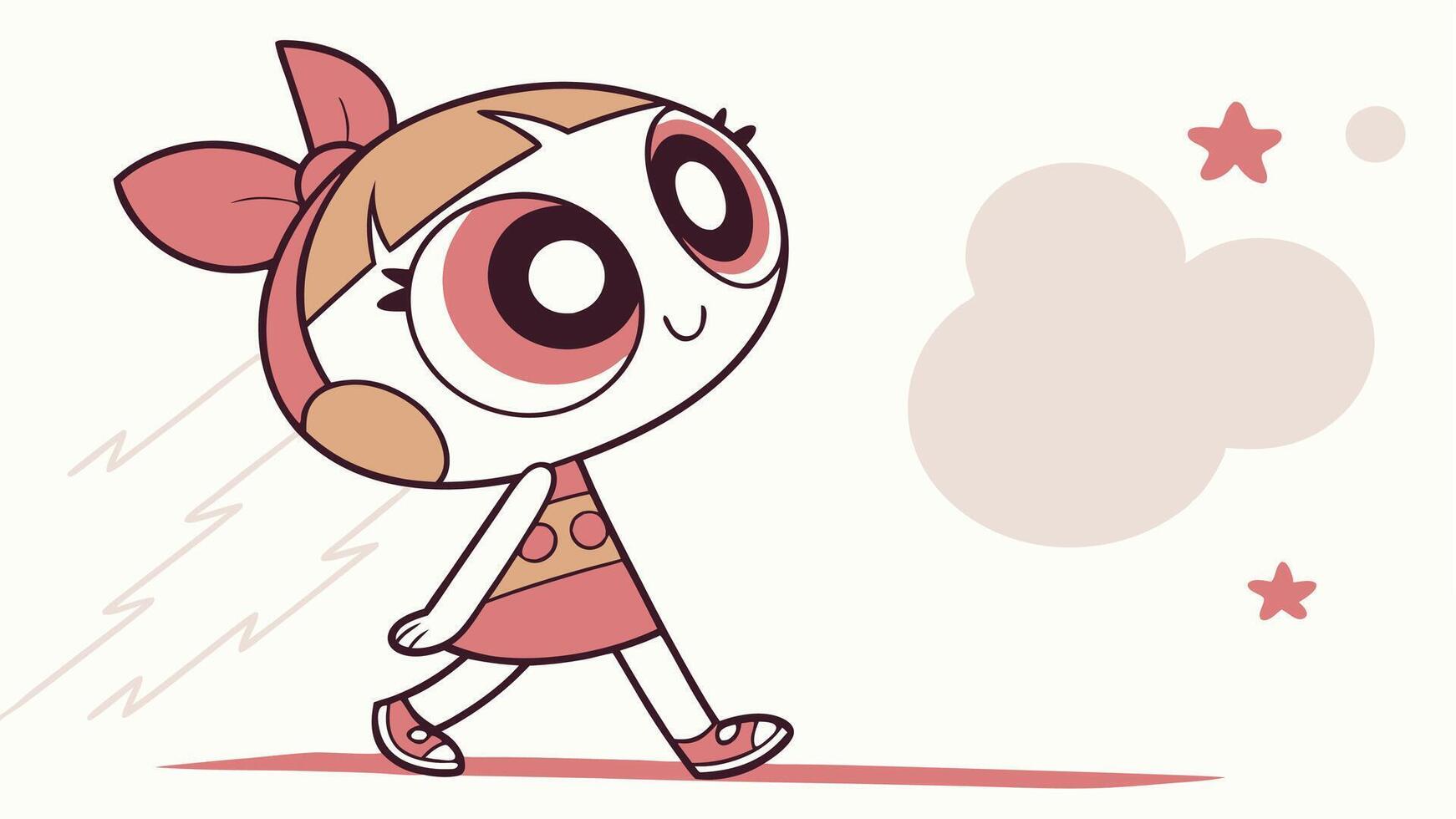 A cartoon girl with pink hair and a pink bow vector