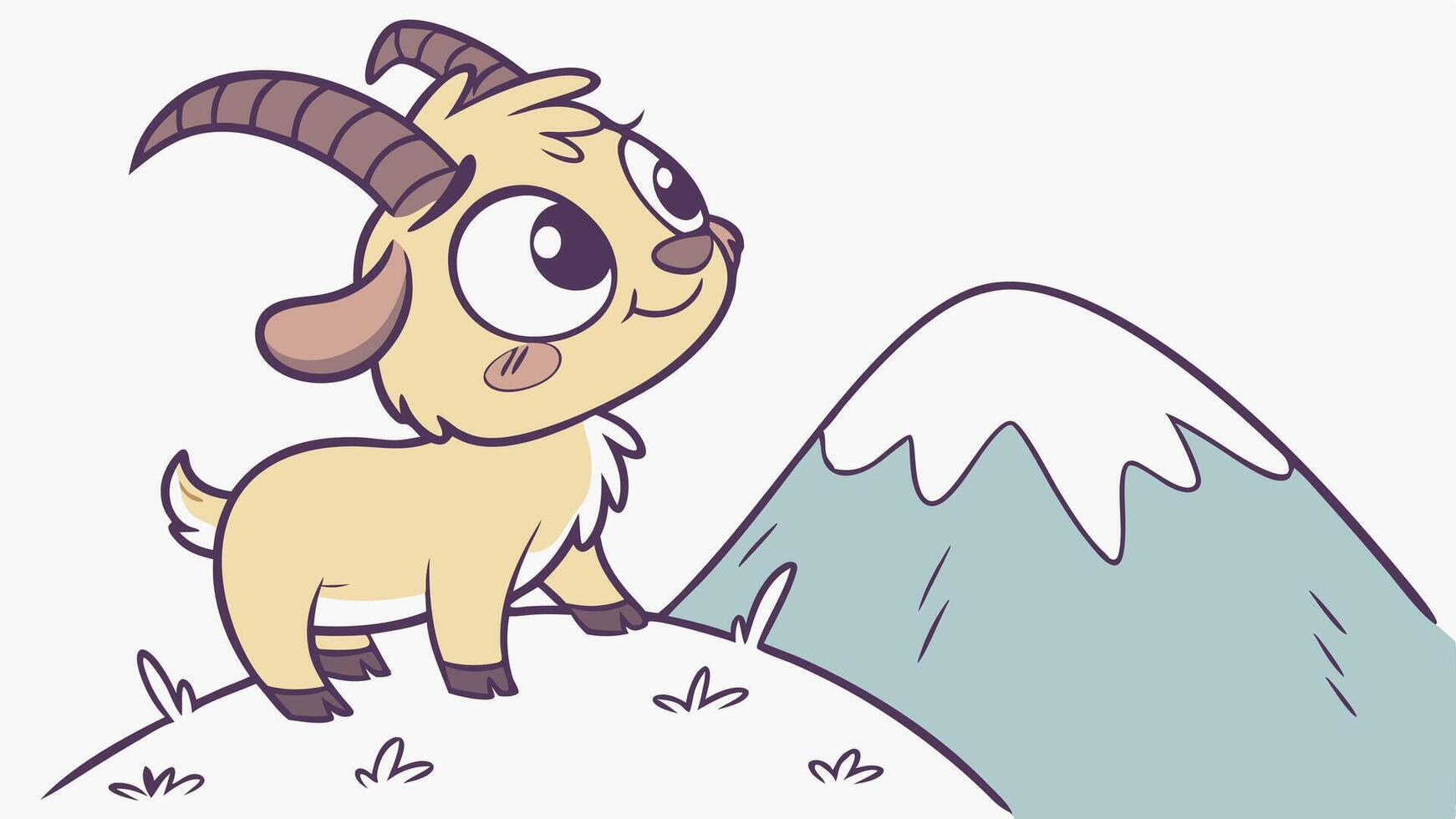 A cartoon goat standing on top of a mountain vector